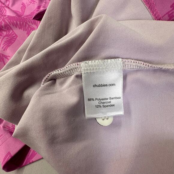 Chubbies Pink Palm Tree Polo Shirt Men’s Medium Tropical Short Sleeve Stretch - Picture 7 of 8